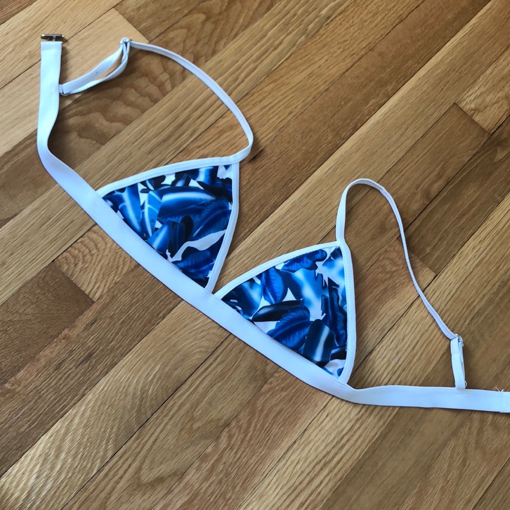 floral printed blue bikini top - Size S